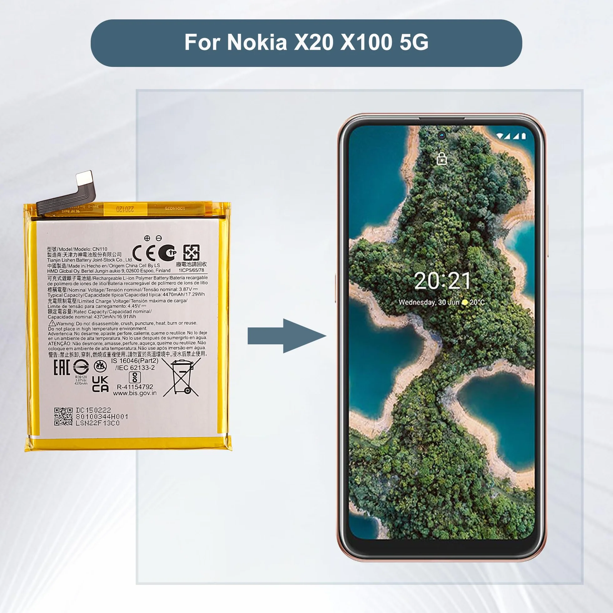 Akumulator zamienny CN110 kompatybilny z Nokia X20 X100 5G