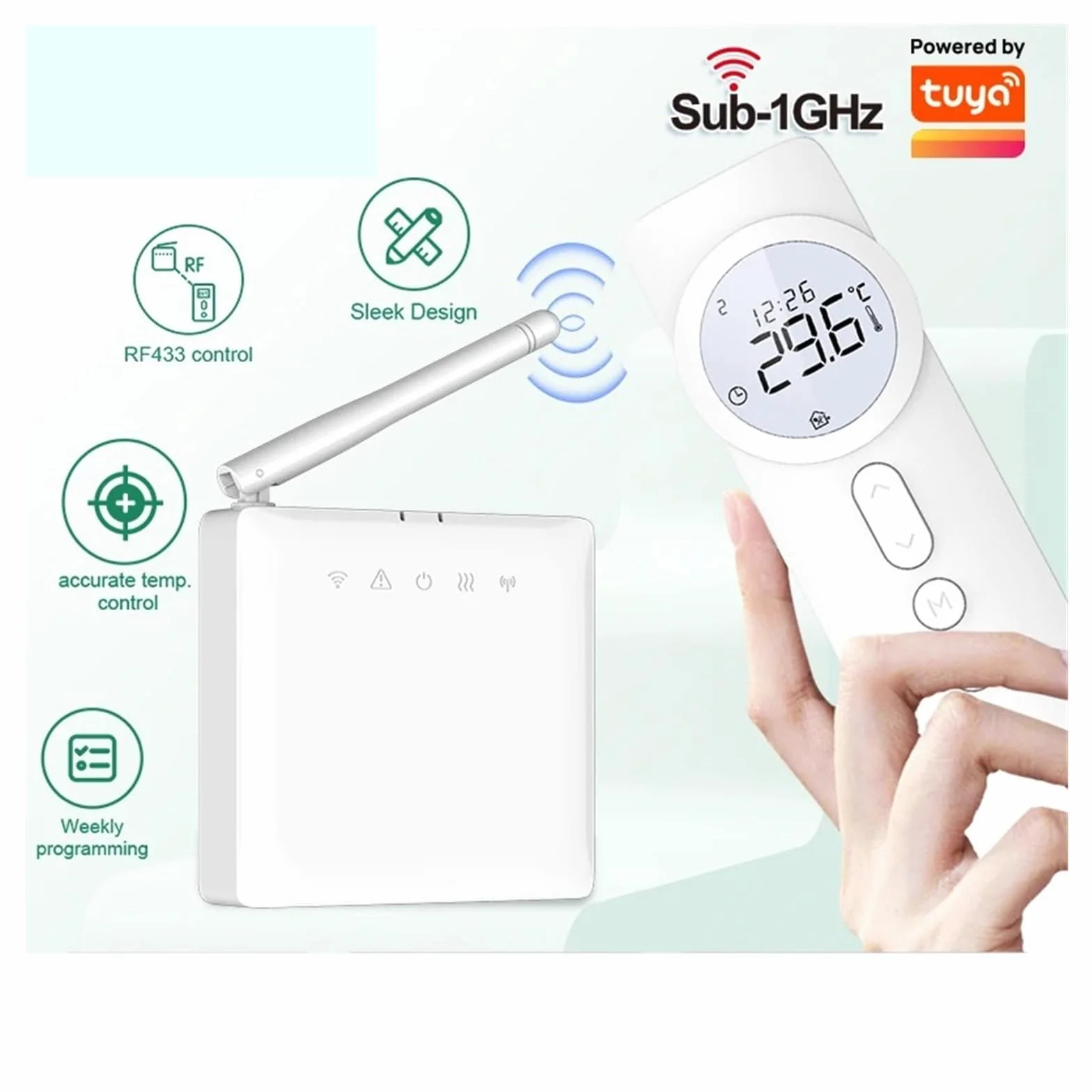 Bezprzewodowy Cyfrowy Termostat WiFi Smart Home Tuya Z Baterią, Termostatem Do Podgrzewania Wody, Kotłem Gazowym I Siłownikiem OszczęDza Energię I Koszty Ogrzewania(RF433 Thermostat Set)