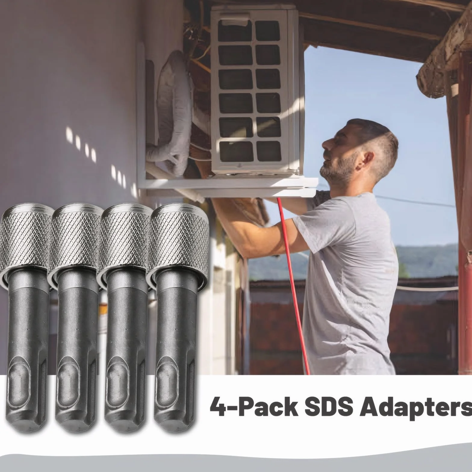 MAEXUS 4 x adapter SDS Plus, adapter SDS Plus 6,35 mm (1/4"), uchwyt sześciokątny, uchwyt wiertarski
