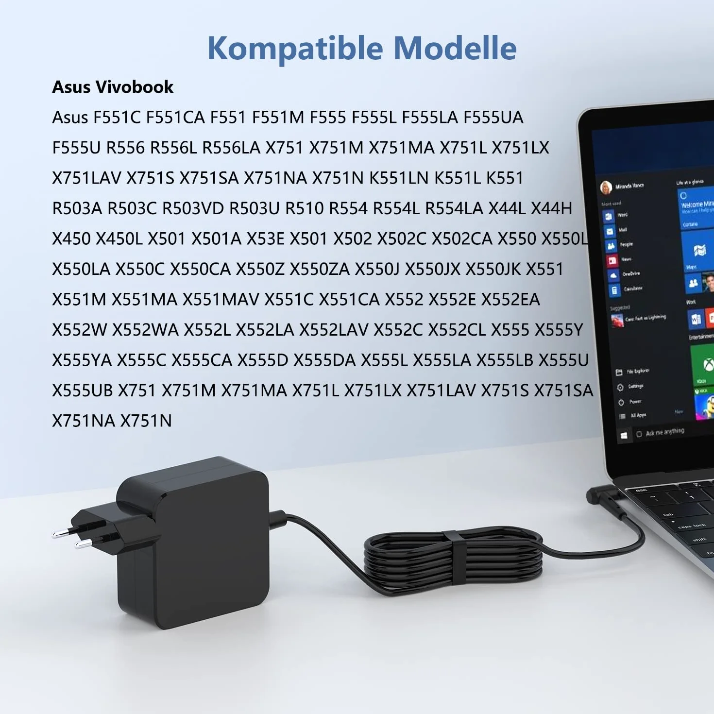 Ładowarka 65W kompatybilna z Asus F550C F555L F554L F552C F550L F751L X550C X551C X552C X554L K550C AD887020 ADP-65DW C PA-1650-78 EXA1208EH Adapter do ładowarki