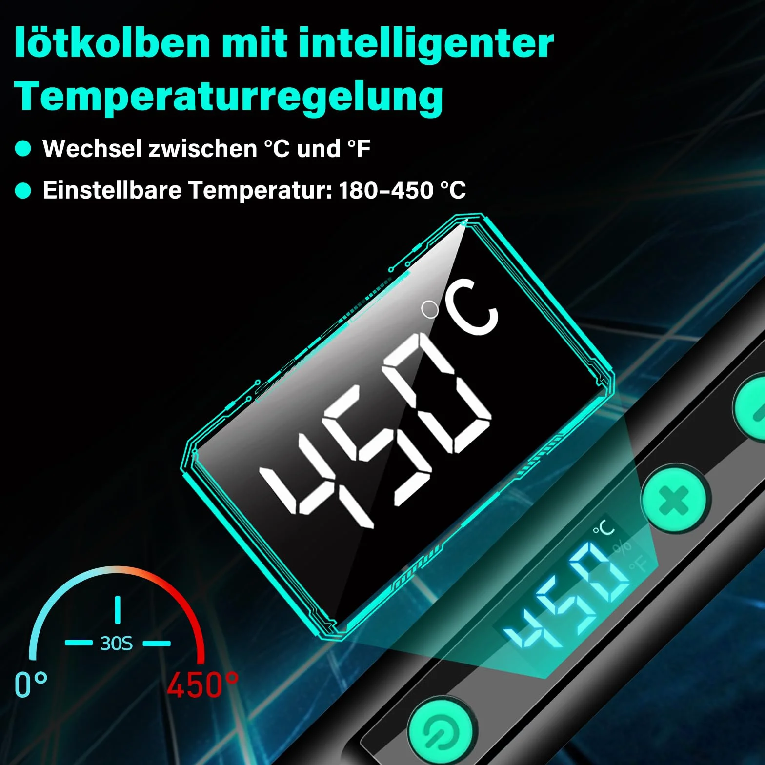 Zestaw lutownicy z podstawką, przenośna bezprzewodowa lutownica z LCD, regulowana temperatura 180-450°C, 3 końcówki lutownicze, do naprawy płytek drukowanych, naprawy spawania, szara