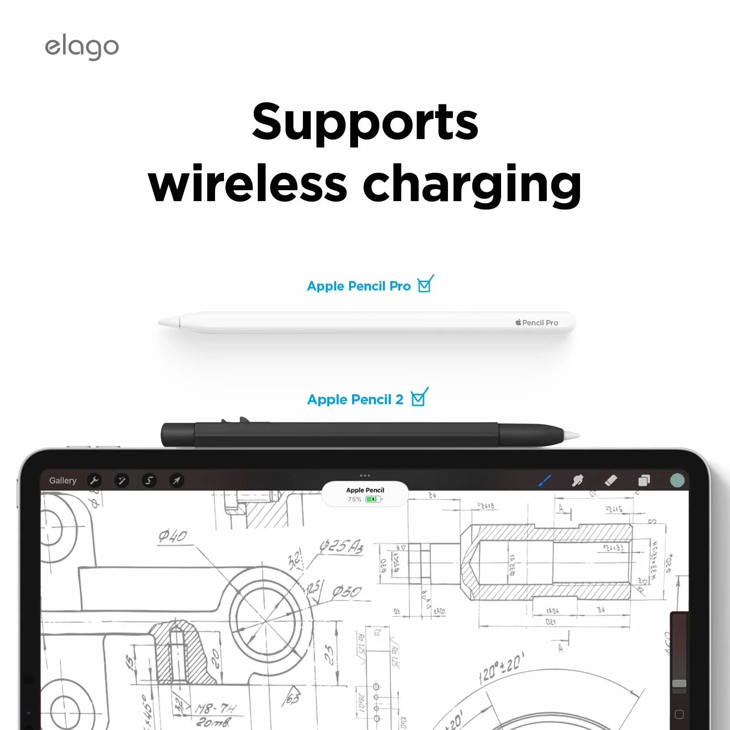 elago x MONAMI etui kompatybilne z Apple Pencil Pro i Apple Pencil 2. generacji, ładowanie magnetyczne, podwójne dotknięcie