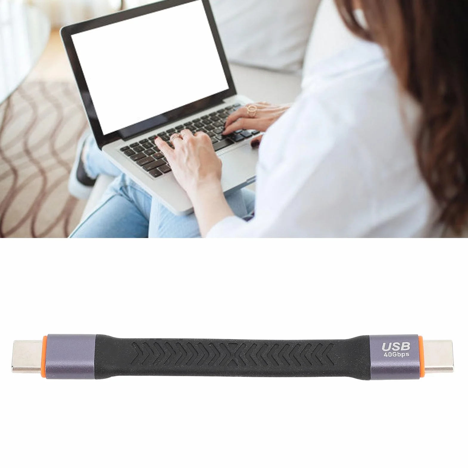 Kabel USB C 3.2 Gen 2 40 Gb/s, Elastyczny, do Laptopa i SSD