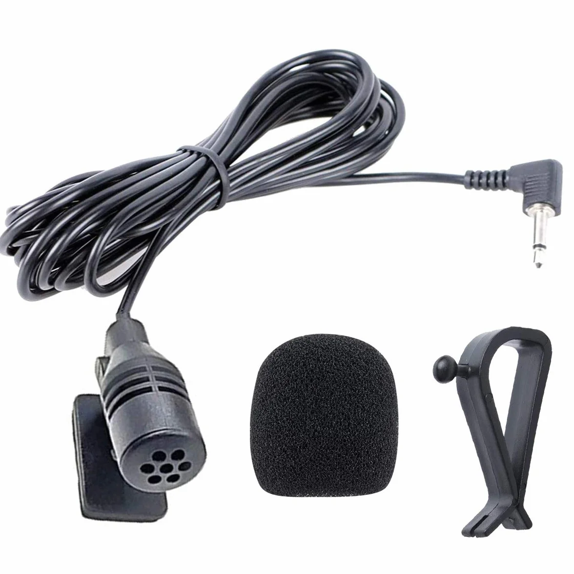 Zewnętrzny mikrofon do radia samochodowego 3,5 mm, kompatybilny z Alpine JVC Kenwood Sony Jensen Boss Car Stereo Bluetooth CD odtwarzacz DVD Radio nawigacja BT GPS, Plug and Play