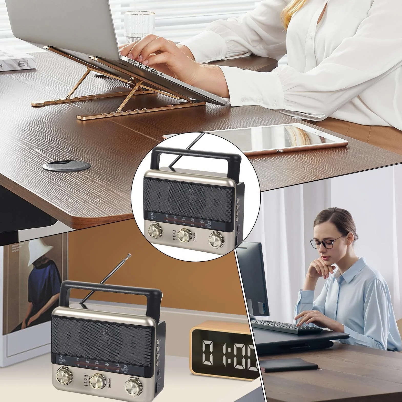 Radioodbiornik Survivalowy Radio Pogodowe Ładowanie Słoneczne Bezprzewodowe Retro