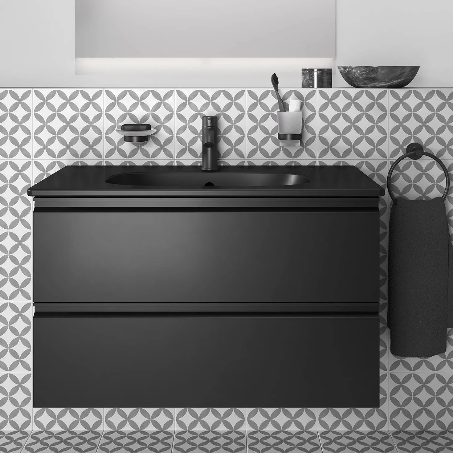 Ideal Standard BC268XG Ceraline bateria umywalkowa bez odpływu, bateria łazienkowa z wylewką, bateria mieszakowa, umywalka, oszczędzająca wodę, czarna (Silk Black)