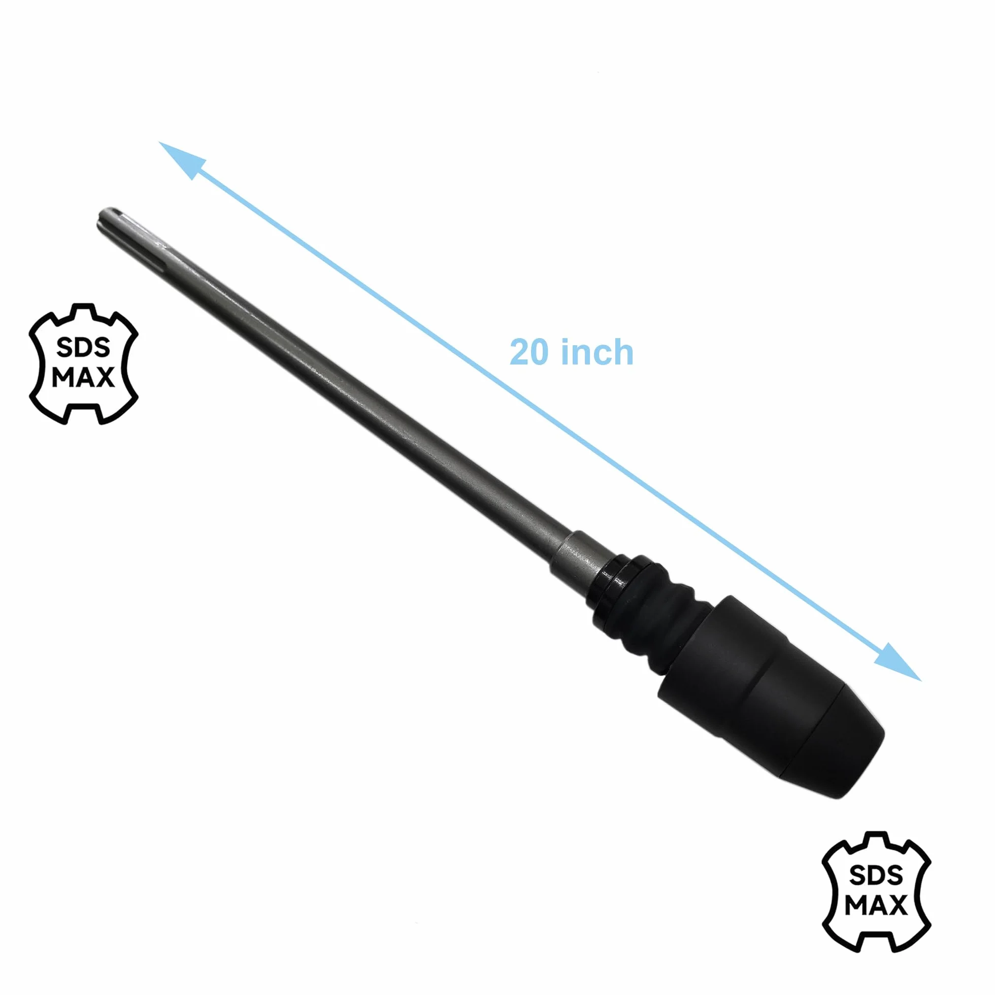 Wał przedłużający SDS Max do SDS Max z adapterem tulei zaciskowej do szybkiej wymiany, stal stopowa 40CR, efektywny zasięg 16-1/10.2 cm do wiercenia w betonie i trudno dostępnych obszarów