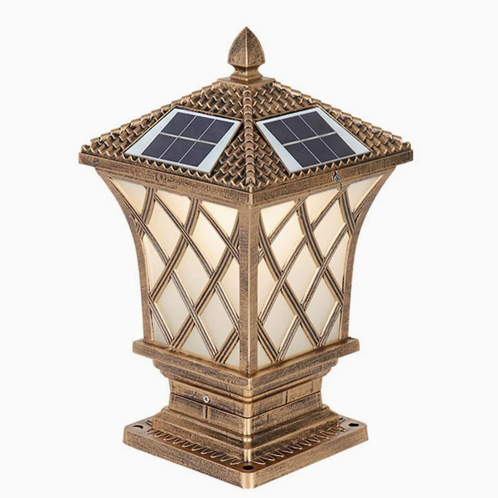 Lampa solarna do ogrodu, odlewane ciśnieniowo aluminium ze szklanym kloszem, 3 tryby oświetlenia, dekoracja zewnętrzna w stylu europejskim do dziedzińców willi