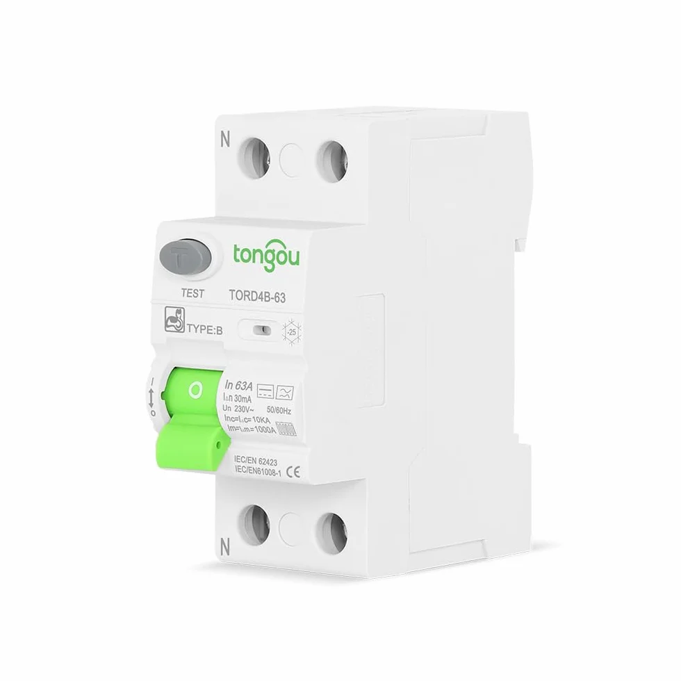 Wyłącznik Różnicowoprądowy Typu B AC/DC / 63 A - 30 mA / 2-Biegunowy / 10KA / 230V / ładowarka do Pojazdów Elektrycznych/Wyłącznik Różnicowoprądowy TONGOU