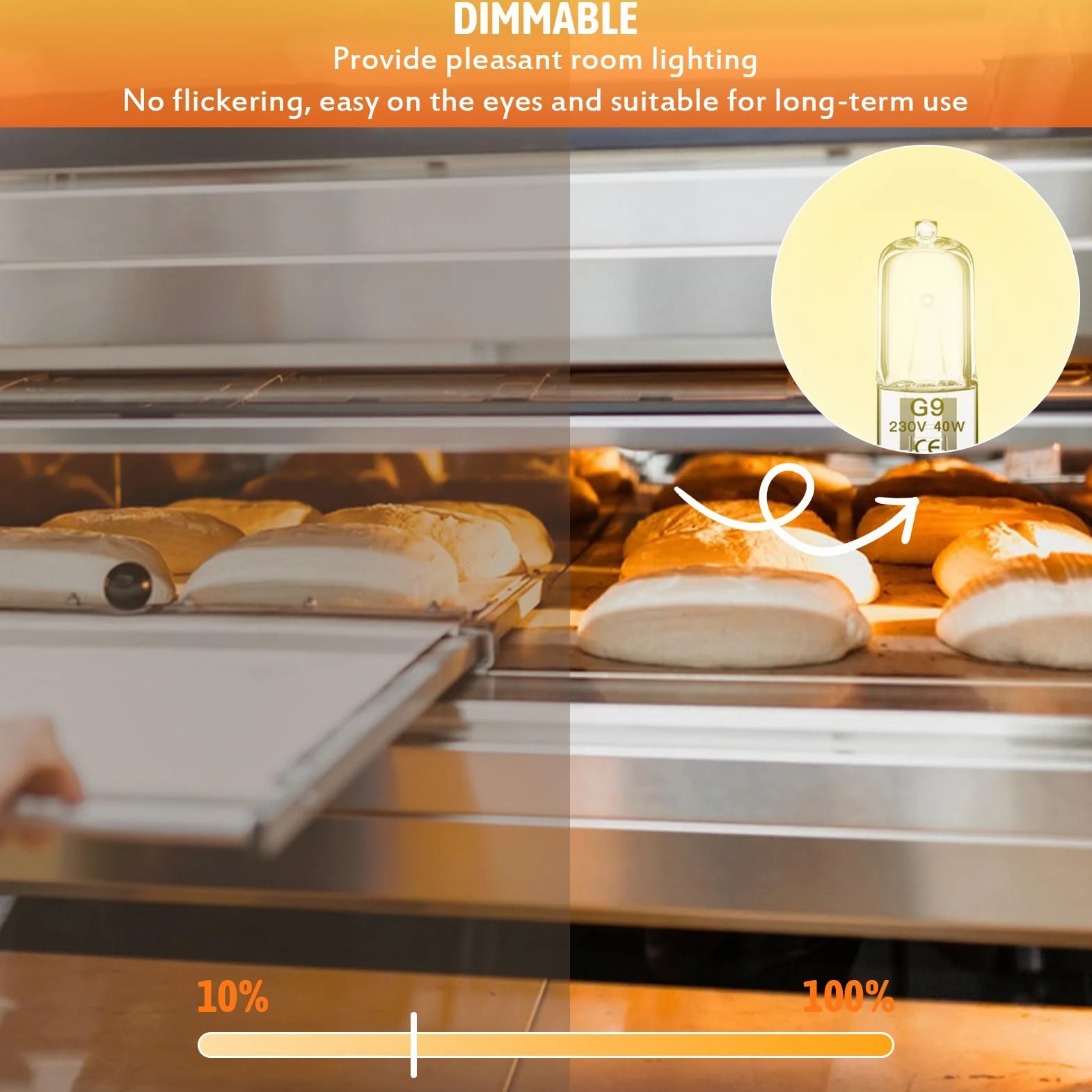 G9 lampa do piekarnika 40 W, halogenowa ściemniana 500 stopni, 230 V, 500 °C, odporna na wysoką temperaturę, ciepła biel, 2700 K, do piekarnika, lodówki, kuchenki mikrofalowej, okapu