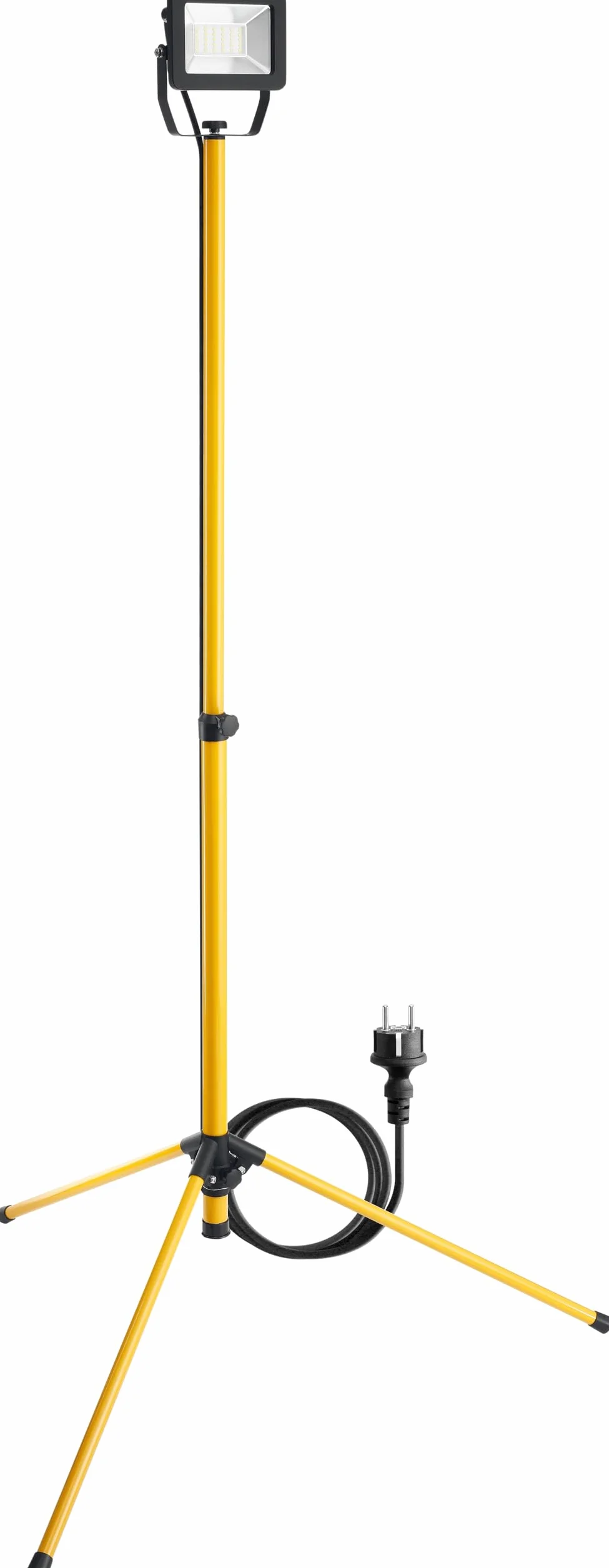 Goobay 57844 reflektor budowlany LED na statywie teleskopowym 30 W / 2550 lm/neutralny biały światło – 4000 K/do użytku wewnątrz i na zewnątrz – IP65 / czarny/żółty