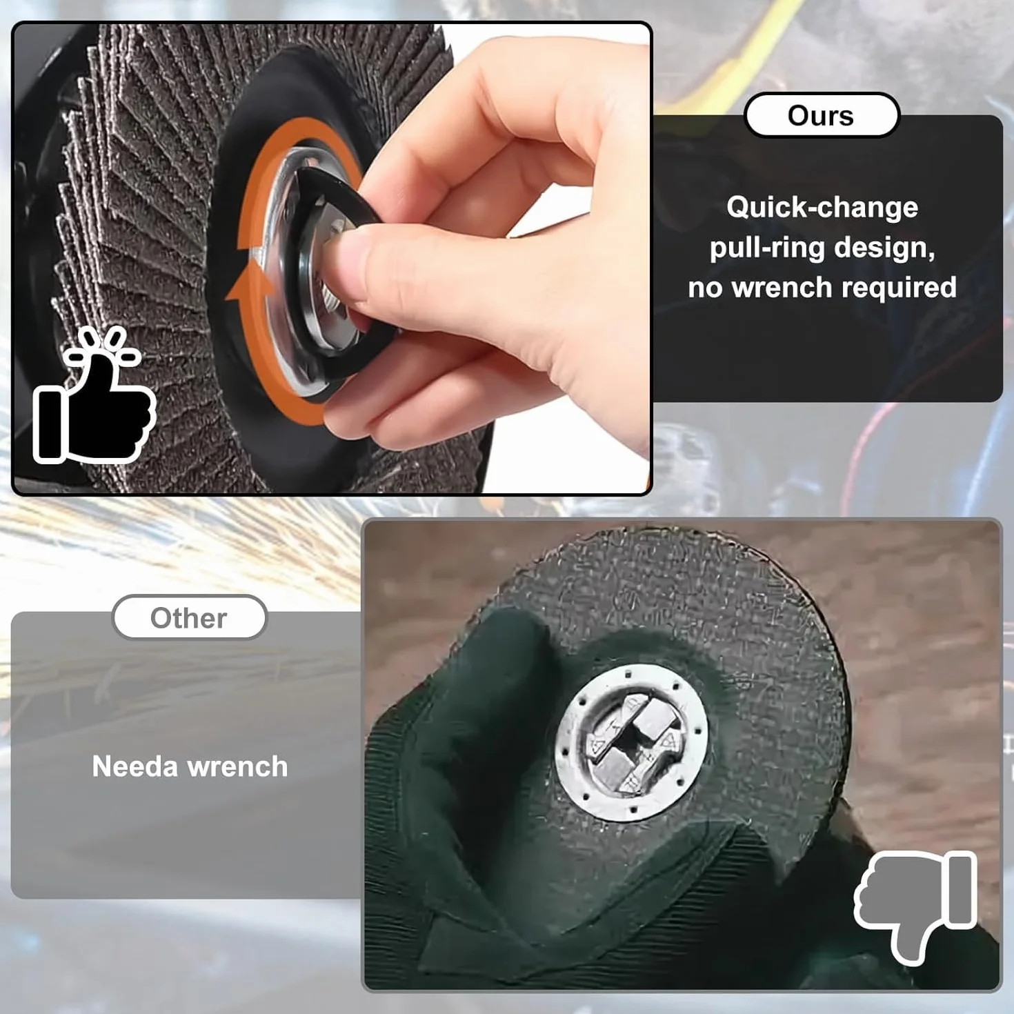 Adapter X-LOCK na M14, kompatybilny z szlifierkami kątowymi XLOCK, tarczami tnącymi, nakrętką kołnierzową szlifierki kątowej, nakrętka szybkomocująca do szlifierek kątowych