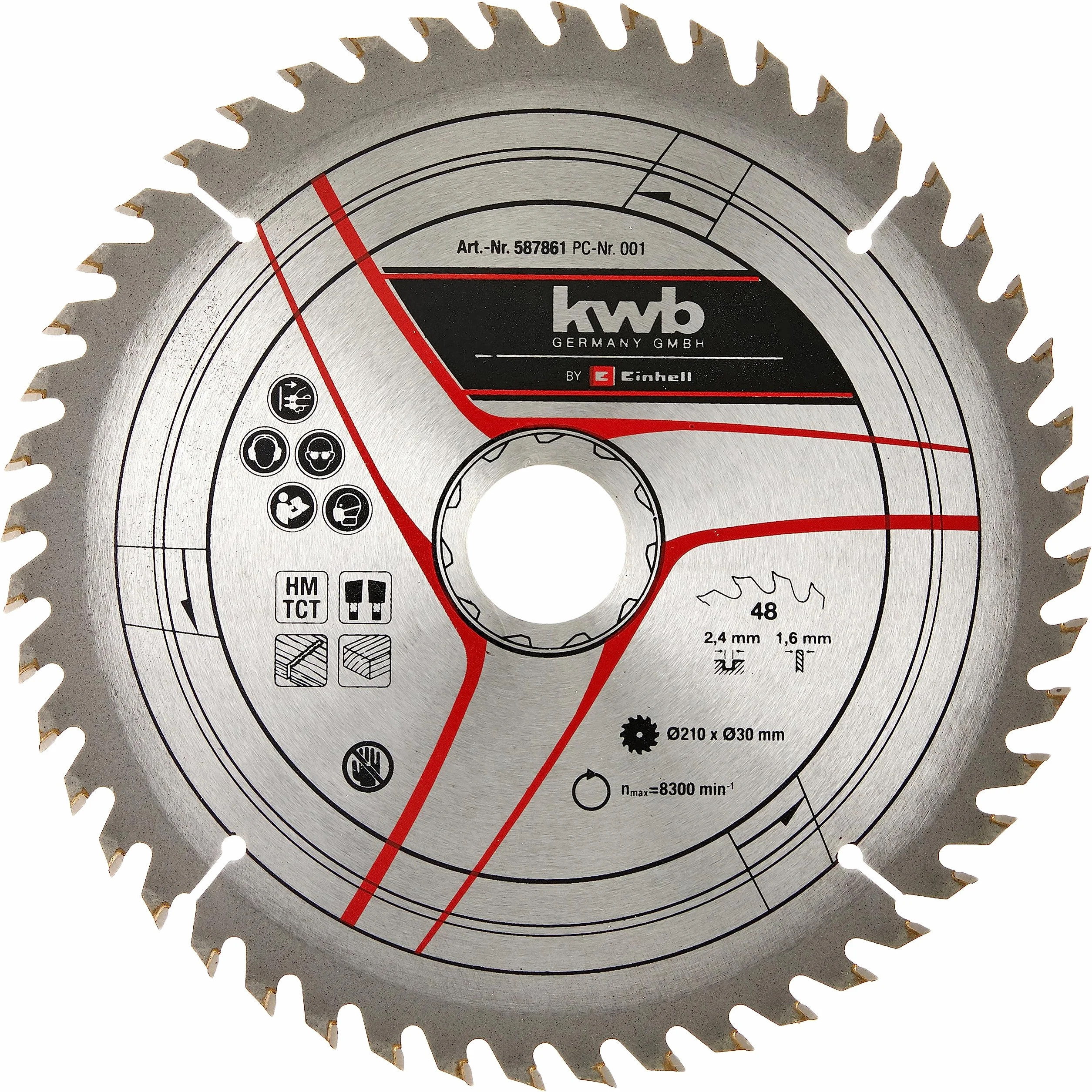 Einhell oryginalny brzeszczot do piły tarczowej 210 x 30 (akcesoria do piły, Ø 210 mm, uchwyt 30 mm, 48 zębów, szerokość cięcia 2,4 mm, do akumulatorowych pił ukośnych i stołowych)