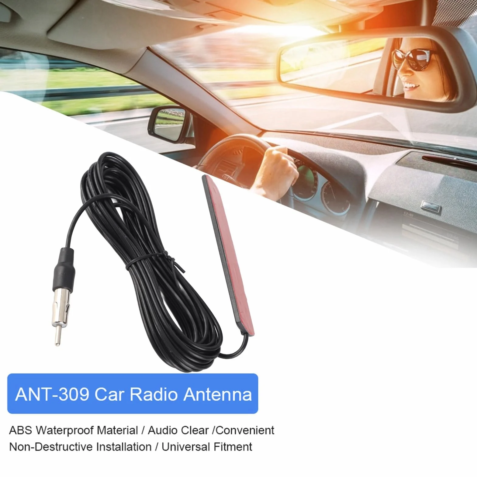 Uniwersalna antena FM do radia samochodowego kabel 5 m