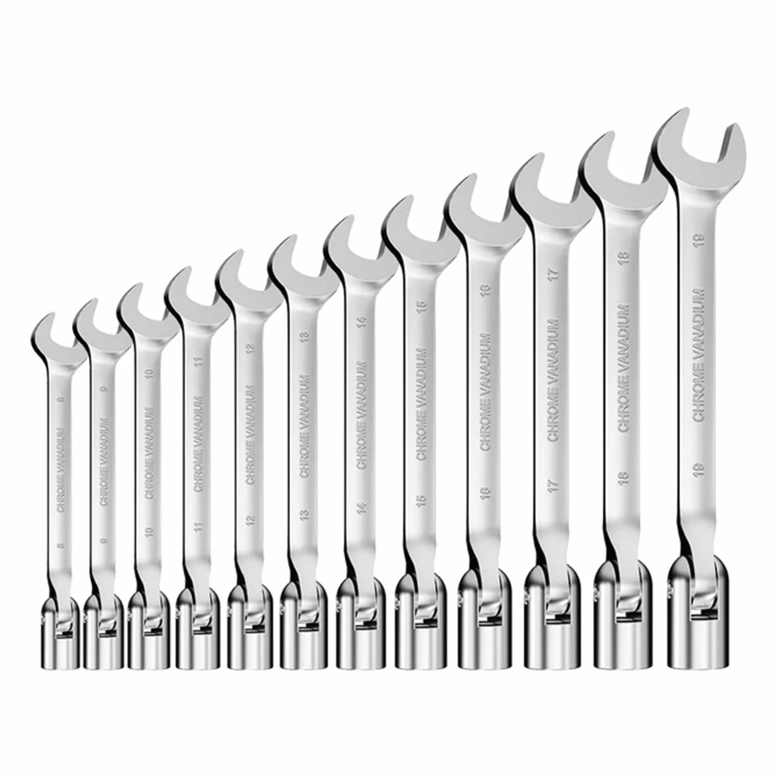 Zestaw Kluczy Klucz Nasadowy Z Obrotową Głowicą 8 Mm-19 Mm, Klucz Płasko-oczkowy, Narzędzie Do Naprawy Samochodów(12pcs-8-19mm)
