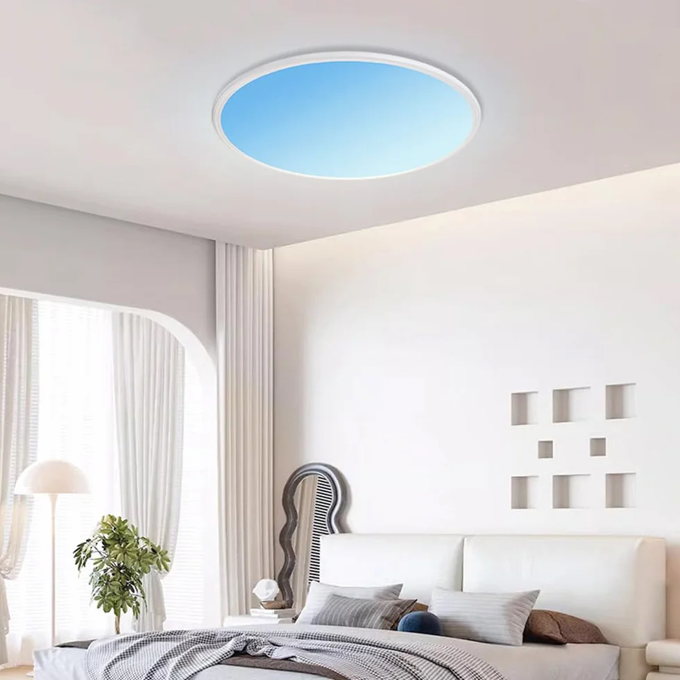 Lampy sufitowe z widocznym montażem Clear Sky, Lampa sufitowa Blue Sky Light, Okrągłe lampy sufitowe LED do montażu podtynkowego, Ściemnialne oświetlenie sufitowe do przedpokoju, salonu, kuchni