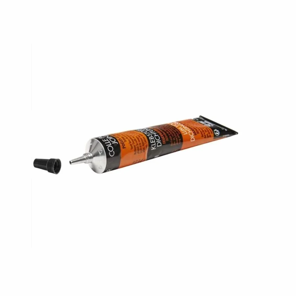 Czarny klej ogniotrwały do uszczelek 50ml - gotowy do użycia - specjalny kominek, palenisko, wkład i piec - odporność na wysokie temperatury 1100°C - produkcja francuska - pirofic