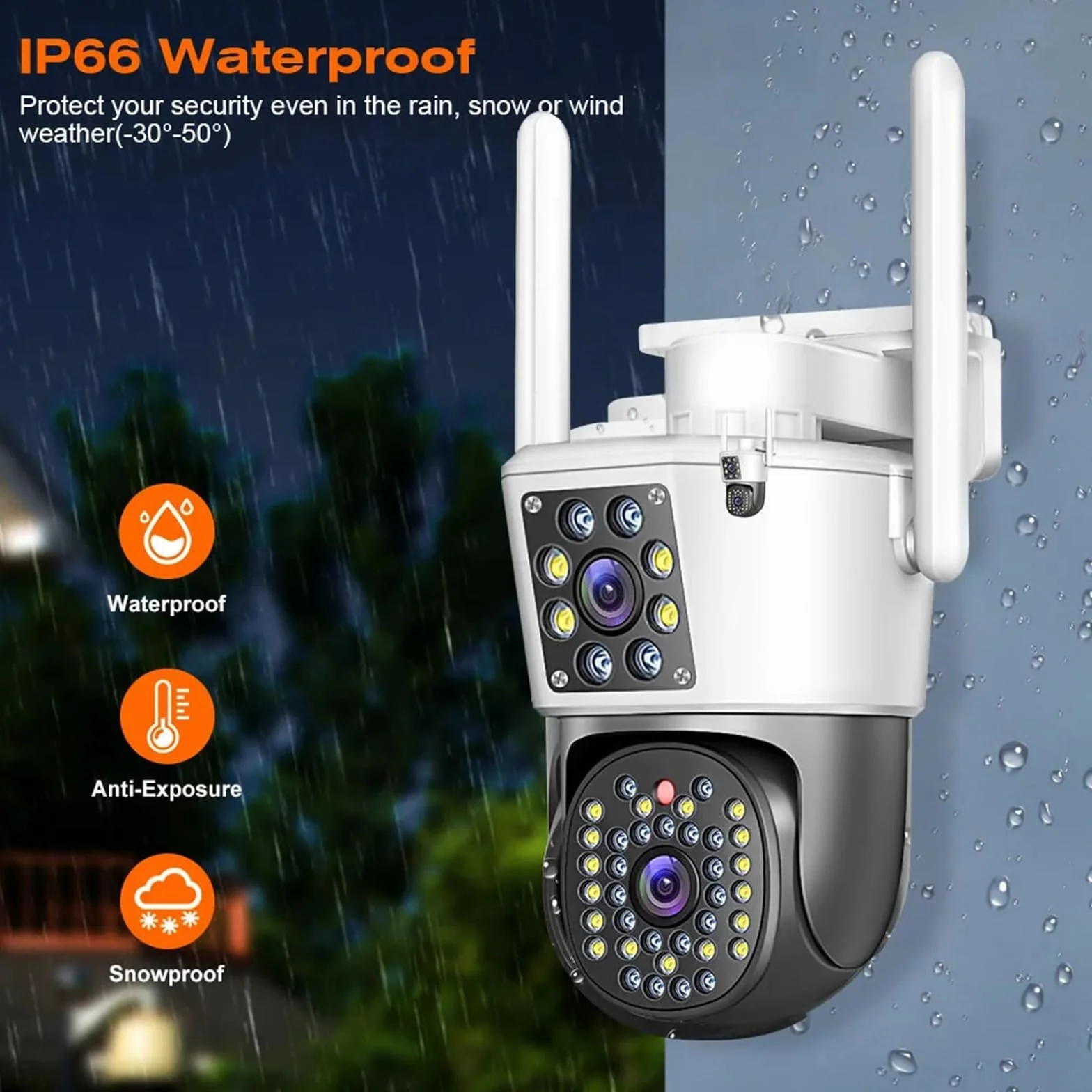 Kamera PTZ z podwójnym obiektywem IP CCTV Wi-Fi, kamera do monitoringu wideo, sztuczna inteligencja, automatyczne śledzenie, noktowizor, zewnętrzne(ADD 128G)
