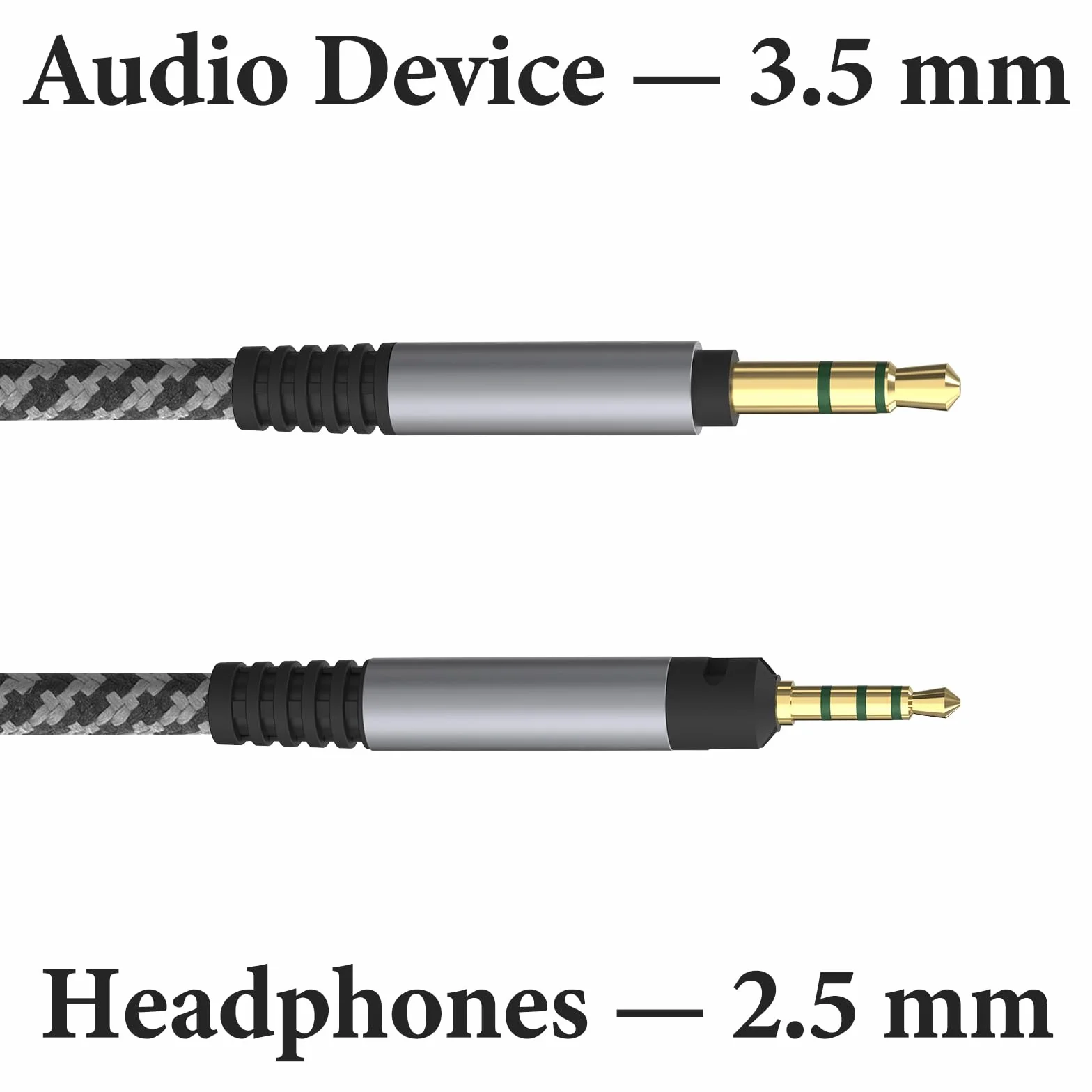 Geekria Kabel Audio Zamienny Pleciony Nylonowy 1/8" (3,5 mm) na 2,5 mm 5,6 ft/1,7 m do Sennheiser HD 620S