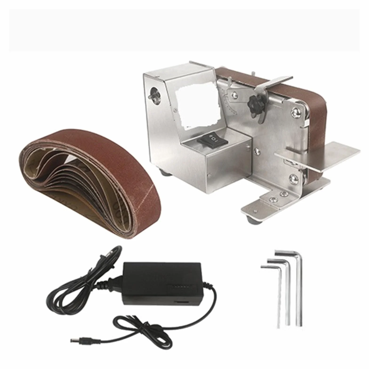 Polerka, szlifierka oscylacyjna, Mini elektryczna szlifierka taśmowa szlifierka taśmowa zmienna prędkość DIY szlifierka polerska szlifierka metalowa narzędzie do ostrzenia do szlifowania, polerowania(