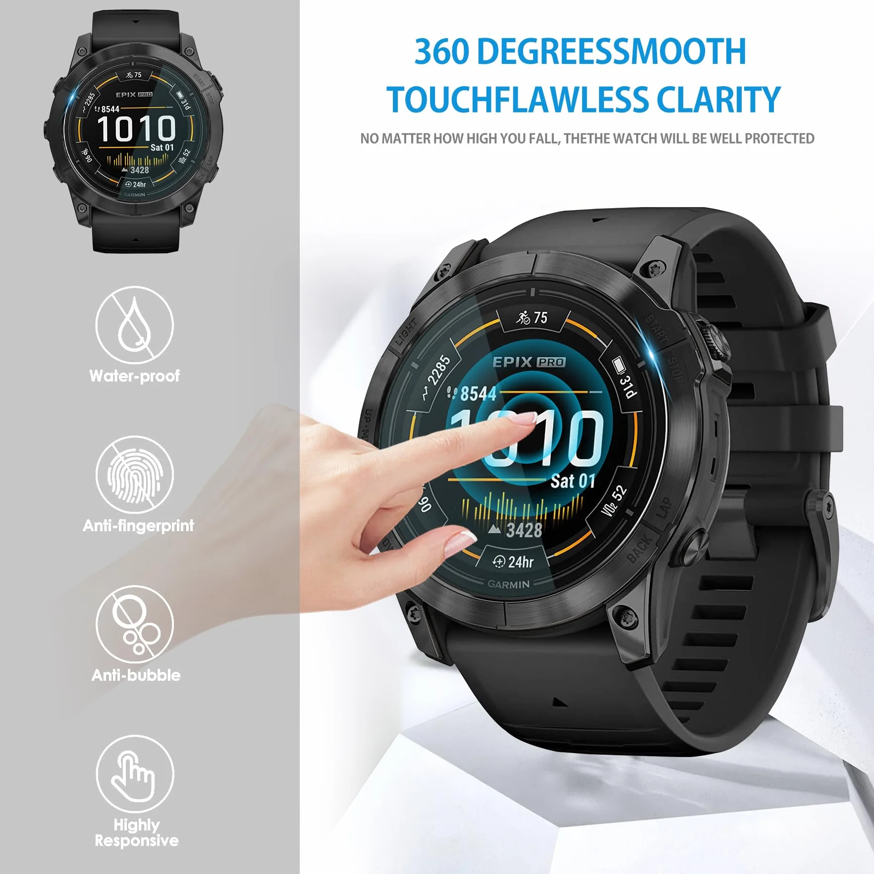 Garmin Epix Pro 51mm Screen Protection, HD Szkło Hartowane Anti Scratch Folia Ochronna
