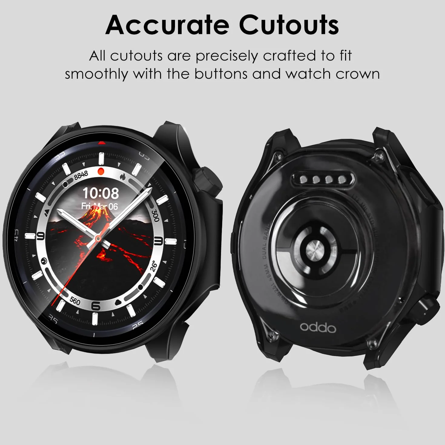 ivoler Twarde Etui PC z Szklanym Ochraniaczem do OnePlus Watch 3 47mm Oppo Watch X2 2 Przezroczyste + 1 Czarne