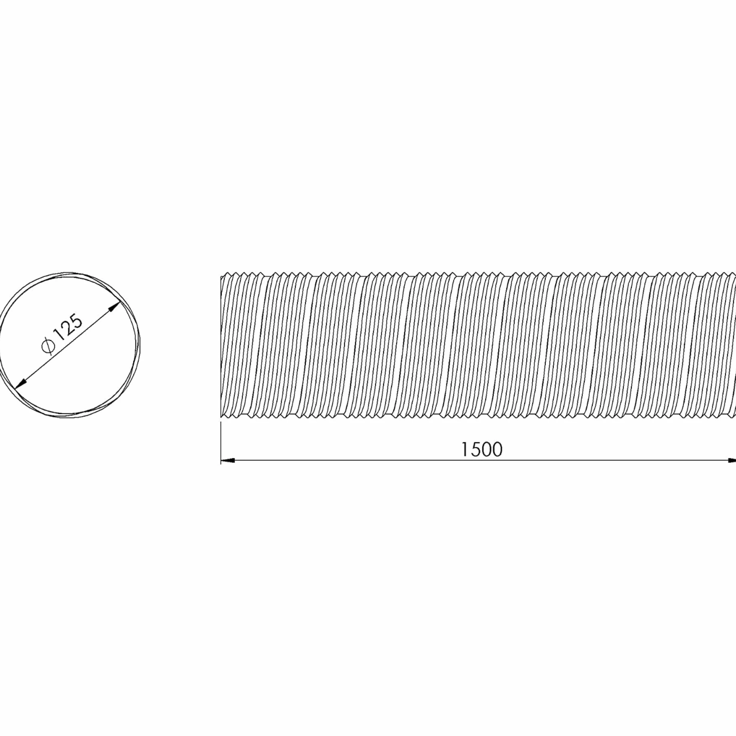 Ø 125 mm / 1,5 m aluminiowy wąż elastyczny – aluminiowa rura elastyczna wąż wentylacyjny rura wentylacyjna, rura wentylacyjna, wąż wylotowy