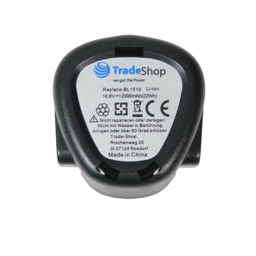 Trade-Shop Zestaw 2 w 1: Akumulator litowo-jonowy 10,8 V / 2000 mAh / 22 Wh + ładowarka zastępuje Black&Decker BL1310 BL110 BL1510 LB12 LBXR12 LBX12