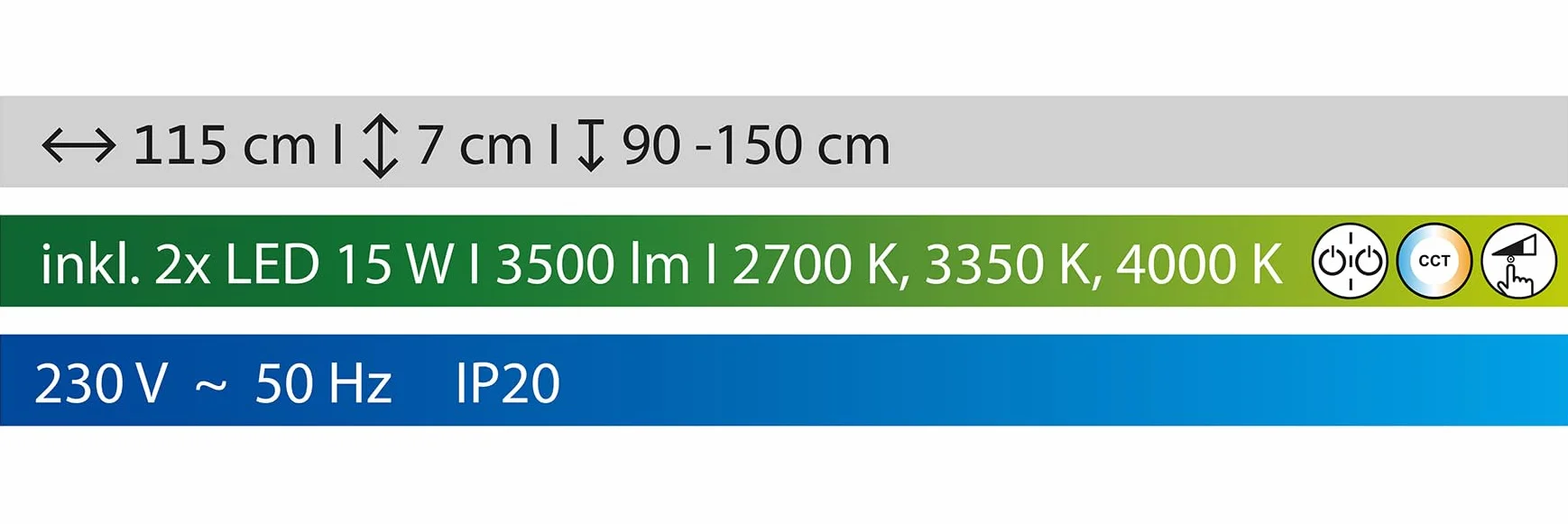 Fischer & Honsel Lampa wisząca 2 x LED 15 W nikiel matowy, ściemniana, biała