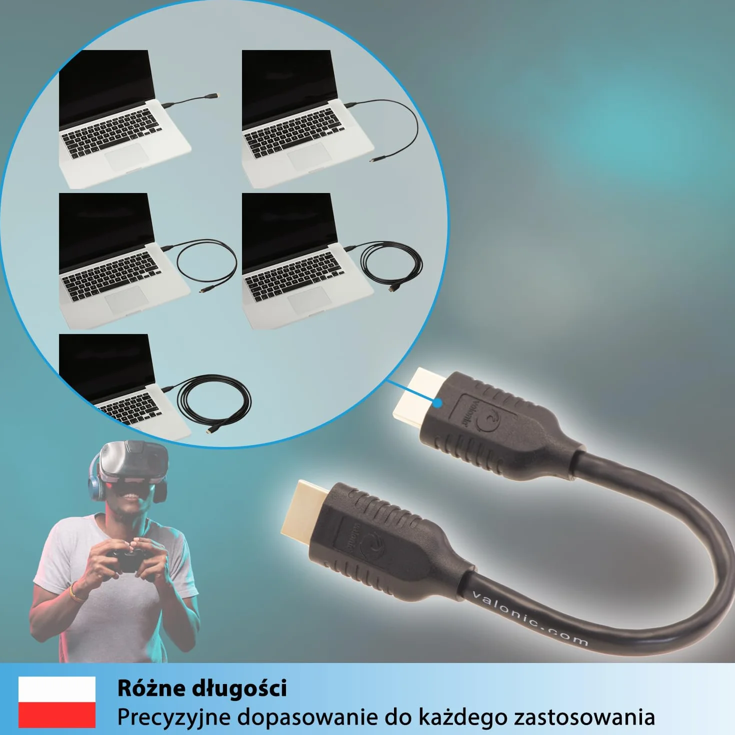 Valonic Kabel HDMI 20 cm 2 szt. 4K ARC UHD Full HD Ethernet Czarny