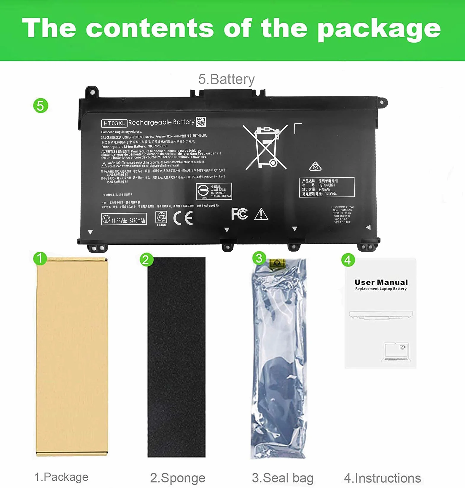 Bateria HT03XL do HP Pavilion 15-CS 15-DA 15-DB 17-CA 17-BY