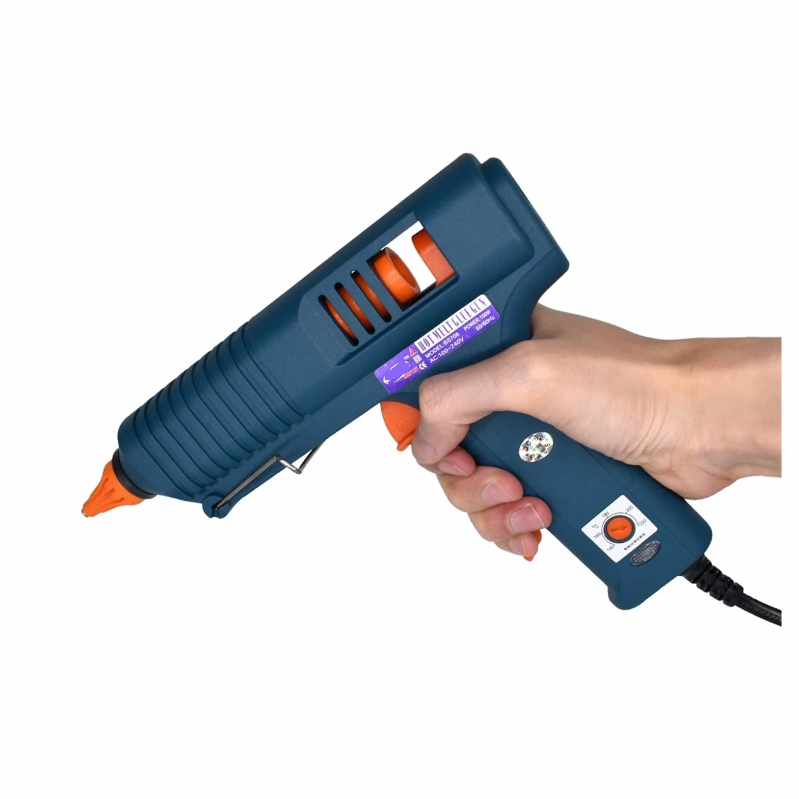 Bezpieczny I Wydajny Pistolet Do Klejenia Na GorąC Pistolet do klejenia na gorąco 150 W, wymienna dysza, regulacja temperatury, użyj kleju w sztyfcie 11 mm, przemysłowy pistolet do klejenia do domu DI