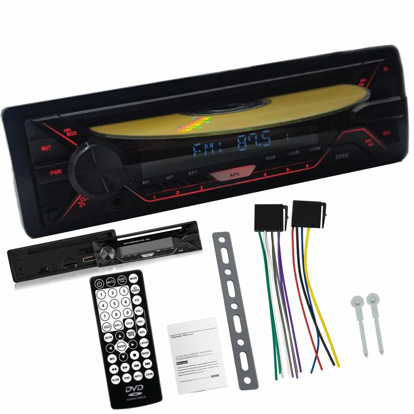 Radio samochodowe 1 Din Bluetooth MP3 z odłączanym panelem Autoradio FM AUX USB SD CD