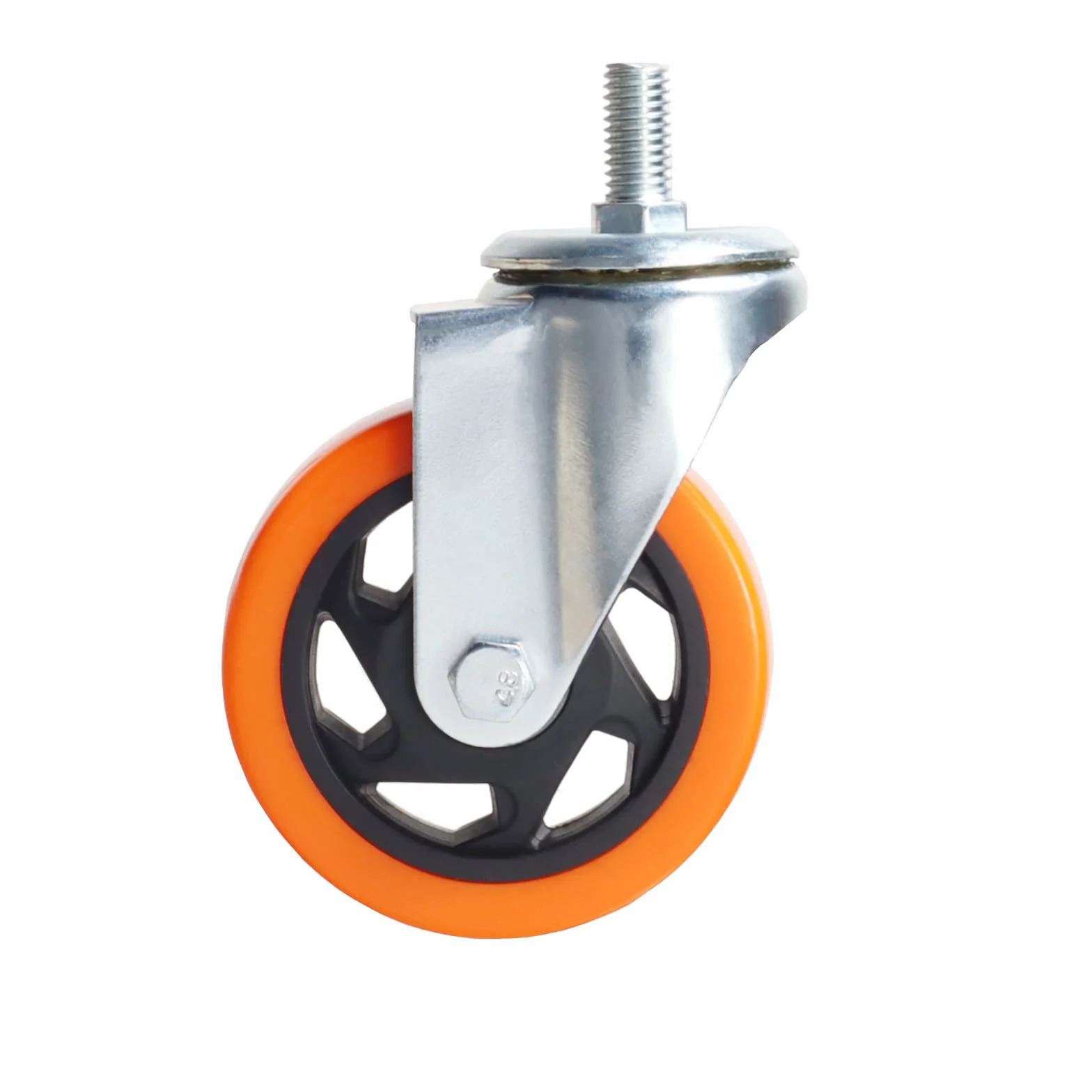 Wytrzymałe, obrotowe koła, 3-calowe żółte kółka z trzpieniem metrycznym M12-1,75x25 mm, podwójne hamulce, kółka bezpieczne do 1200 funtów/zestaw do przemysłu i mebli, zestaw 4 szt.