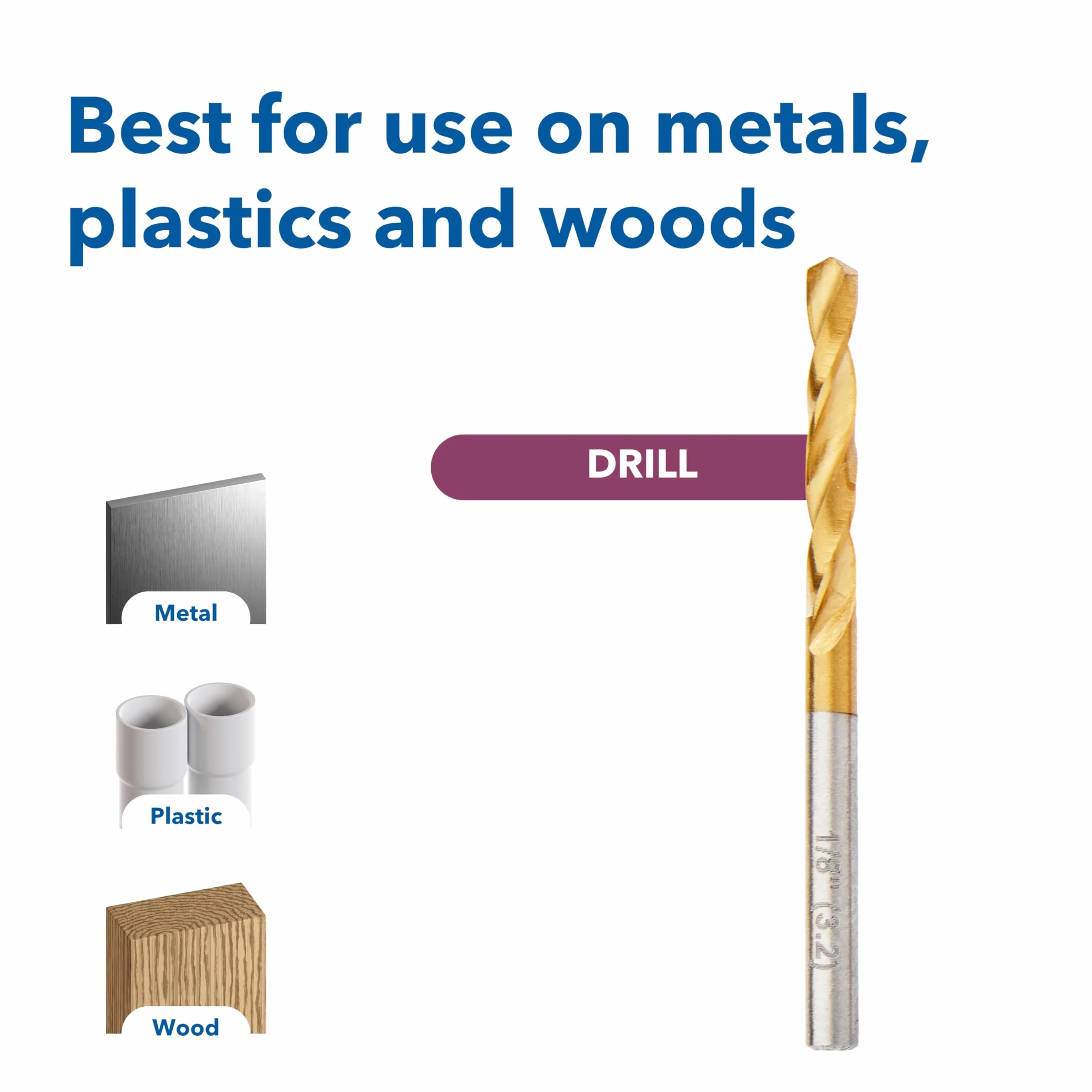 Dremel Zestaw 7 Wierteł pokrytych tytanem z Etui (0.8-3.2mm), wierci w drewnie, tworzywach sztucznych, metalach miękkich i płytach kartonowo-gipsowych do obrotowych narzędzi wielofunkcyjnych (628DM)