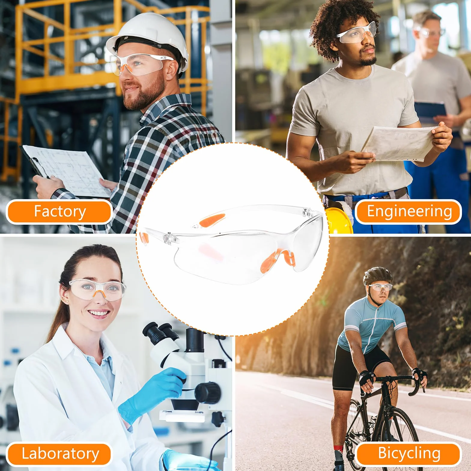 10 sztuk okularów ochronnych, okulary ochronne, przezroczyste, z gumową wkładką, okulary ochronne do sportów strzeleckich, okulary laboratoryjne, okulary rowerowe, dla mężczyzn i kobiet