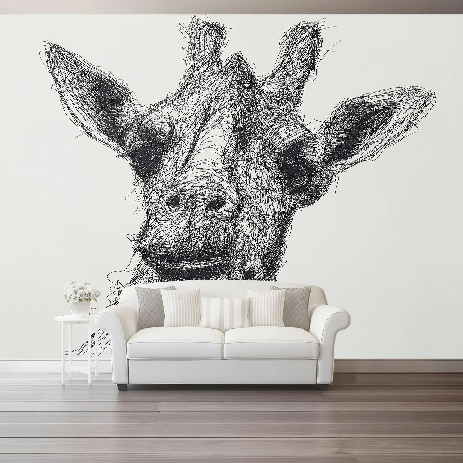 Fototapeta 400 x 280 cm okładzina ścienna dekoracja salonu minimalistyczny rysunek liniowy do sypialni salonu dekoracja ścienna żyrafa zwierzę