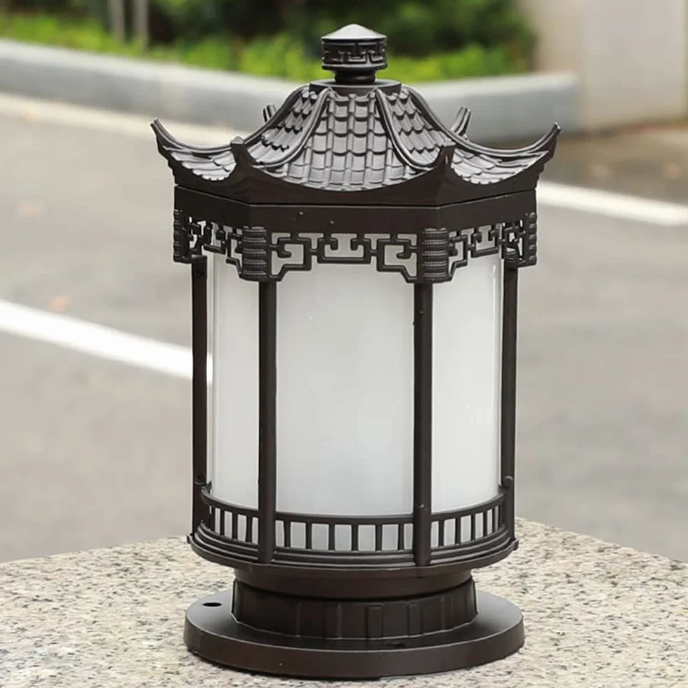 Oświetlenie Zewnętrzne Słupków, Lampy Solarne Z Kapturkiem, Wodoodporna Lampa Zewnętrzna Na Słupek Do Ogrodzenia, Tarasu Lub Ogrodu, Pasująca Do Słupków Drewnianych 4X4, 6X6 Z Aluminiowym Pc, Brązowa