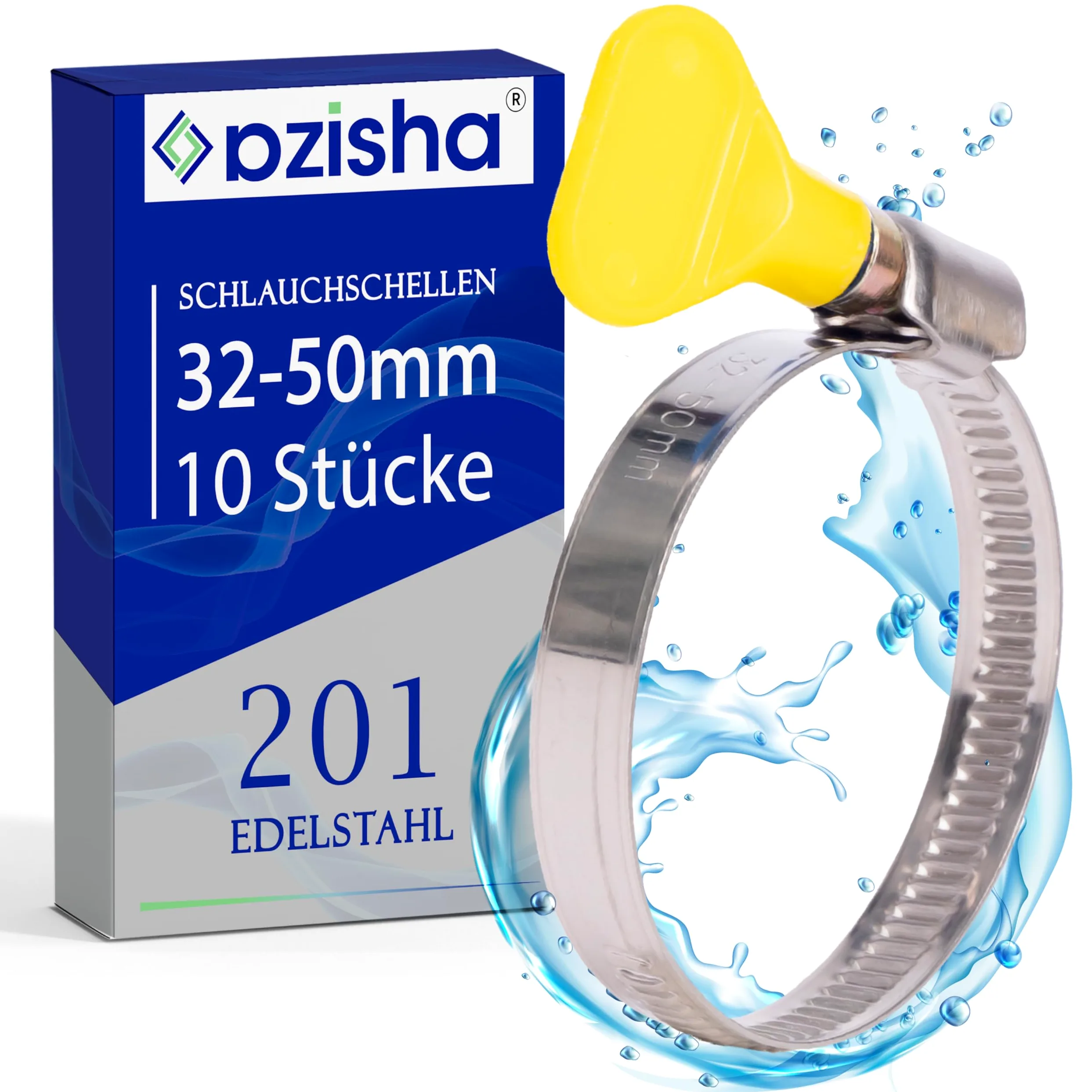 Zacisk ze stali nierdzewnej 32-50 mm, 10 sztuk, regulowany kołnierz ze stali nierdzewnej, metalowy zacisk zaciskowy do basenu, ogrodu, hydrauliki