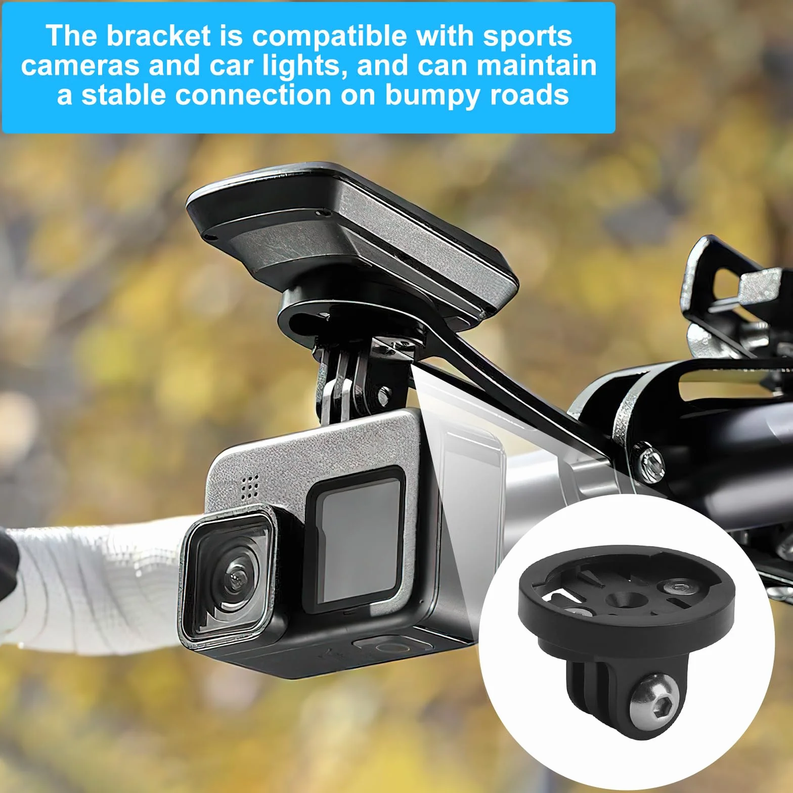 VOSSOT Uniwersalny uchwyt rowerowy do Gopro Garmin A Dapter Varia uchwyt Ngmit 20-22 mm odstęp między otworami Gopro uchwyt na rower, mocowanie do Garmin, adapter stabilne połączenie oświetlenia
