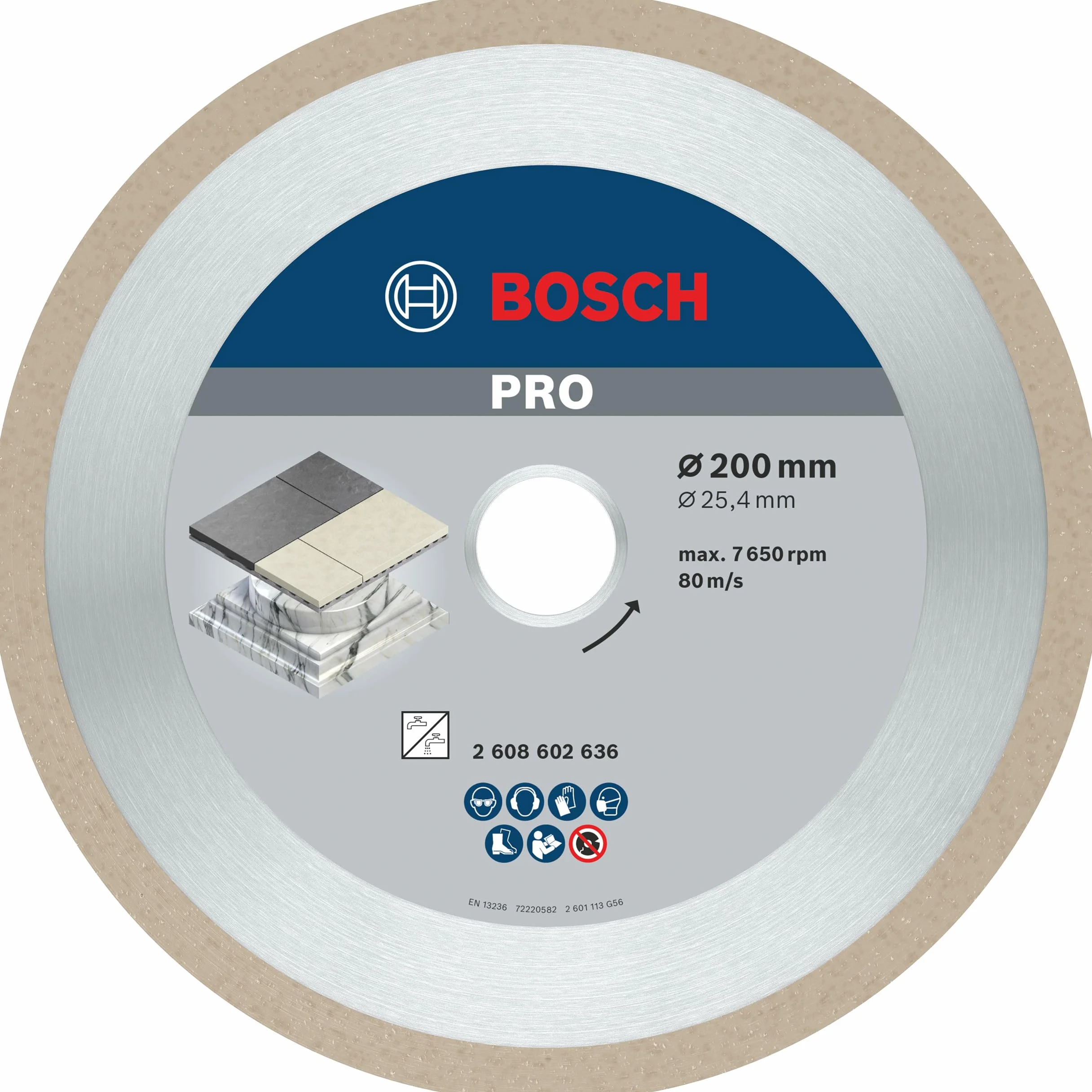 Bosch 1x Diamentowe tarcze tnące PRO Ceramic do przecinarek do płytek z otworem 25,4 mm (do Płytki, Twarde płytki, Ø 200 mm, Professional Akcesoria Pilarka stołowa)