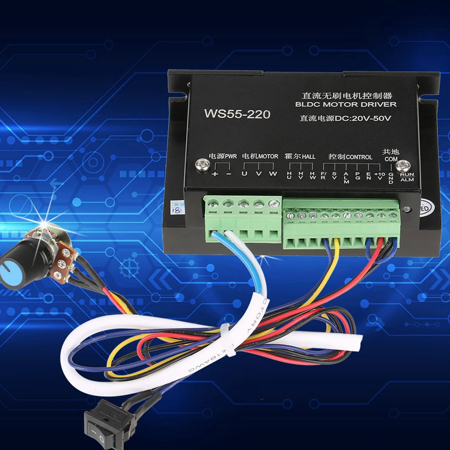 WS55 220 DC 48V 500W CNC bezszczotkowe wrzeciono sterownik silnika BLDC wysokowydajny 3-fazowy sterownik silnika BLDC do elektronarzędzi szlifierka jadeitowa