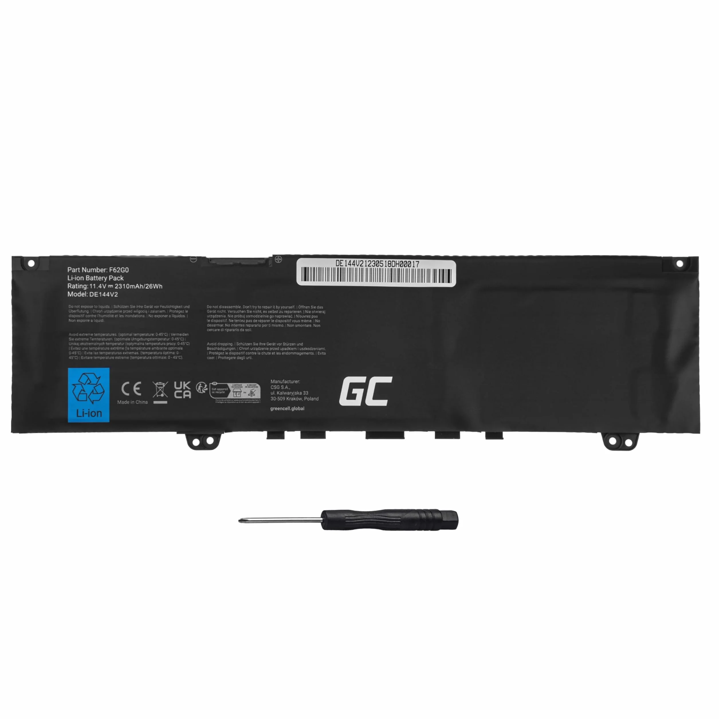 Green Cell bateria do laptopa Dell Inspiron 13 5370 7370 7373 7380 7386 Vostro 2200 mAh 11,4 V