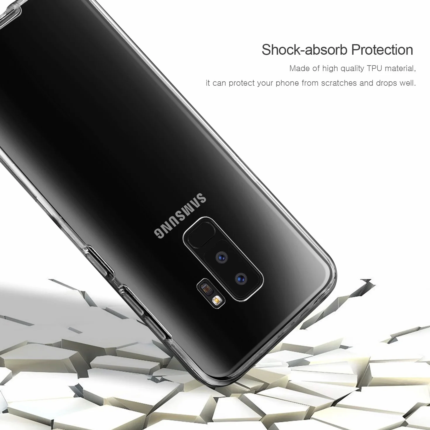 Etui Na Telefon Samsung Galaxy S9 Plus Z Ochroną 360 Stopni Silikonowe Przezroczyste Etui Na Telefon Samsung Galaxy S9 Plus, Przezroczyuste