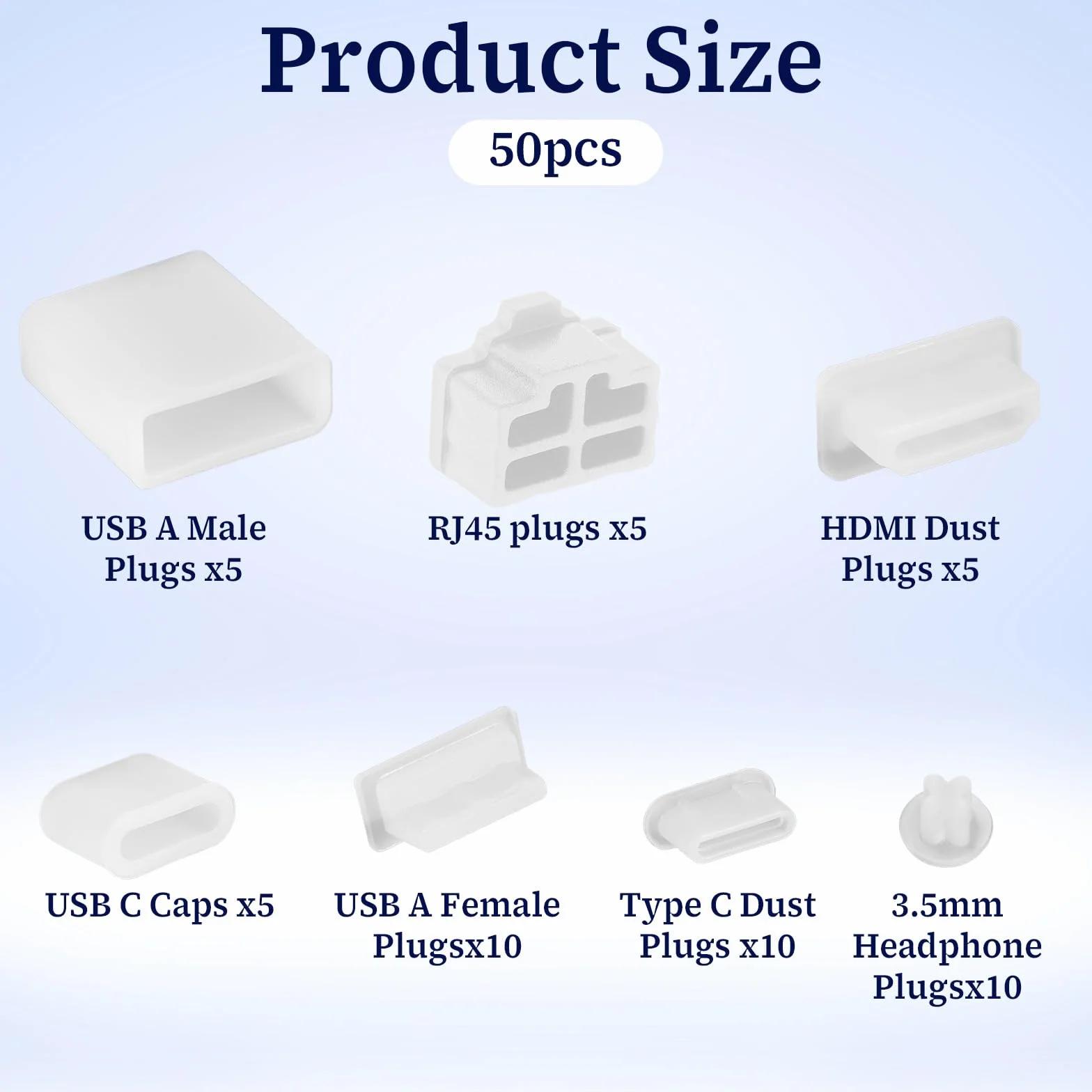 Silikonowe naski ochronne USB A USB-C HDMI 7 rodzajów 50 sztuk