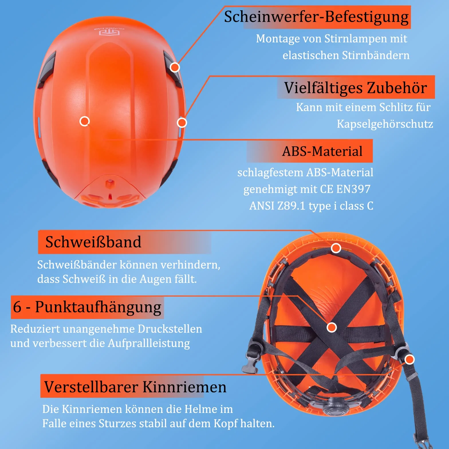 Kask ochronny na plac budowy, wentylowany, kask budowlany dla dorosłych z EN 397 kask przemysłowy, dopuszczony do użytku w przemyśle i budownictwie