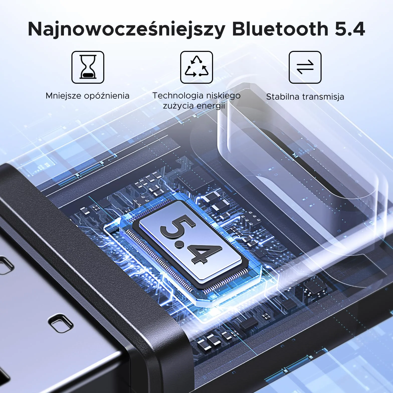 UGREEN Adapter Bluetooth 5.4 USB do Komputera, Klucz Sprzętowy dla Windows 11/10/8.1