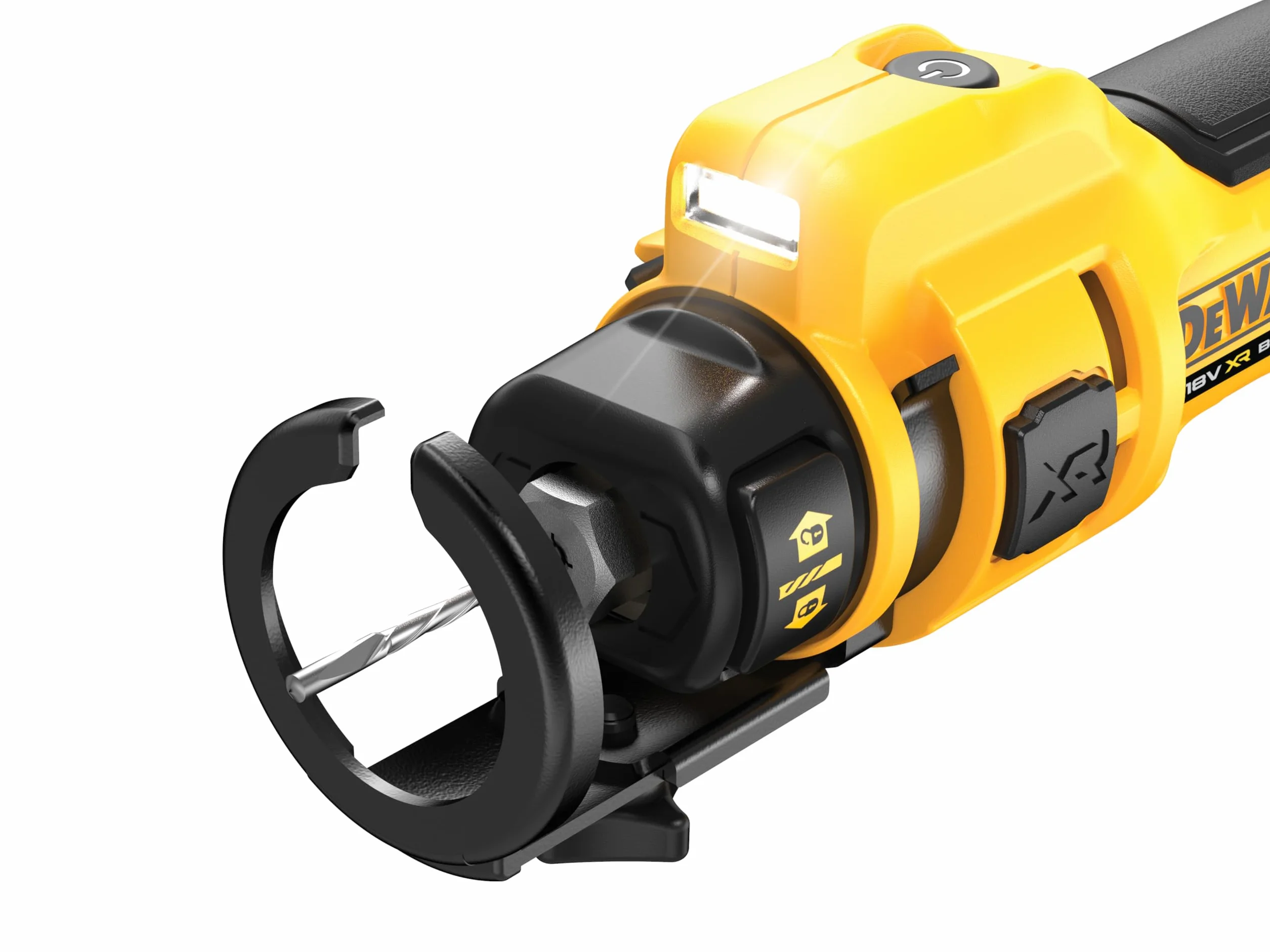 DEWALT DCE555N-XJ XR 18V Piła do cięcia, bezszczotkowa do płyt kartonowo-gipsowych, 26 000 obr./min, światło LED, w zestawie szczypce 3,2 mm i 6,4 mm