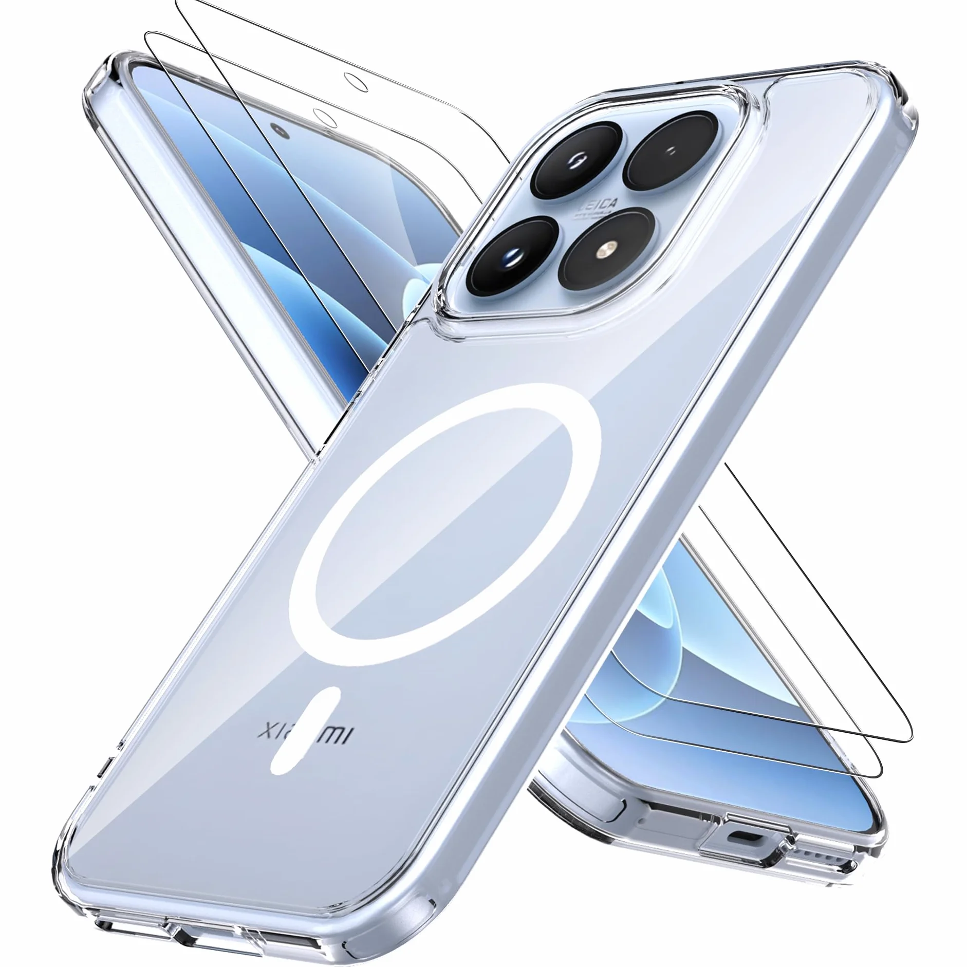 Etui magnetyczne do Xiaomi 17 5G z 2 szkła pancernego, MagSafe, przezroczyste