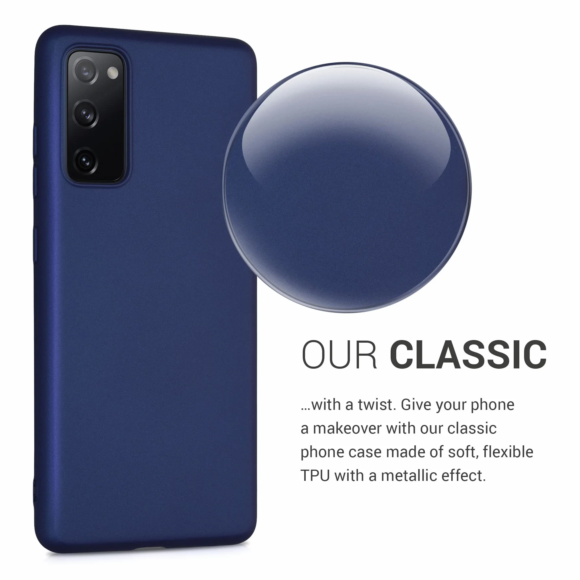 kwmobile Etui Samsung Galaxy S20 FE TPU Silikon Odporny Wstrząsy Ładowanie Bezprzewodowe Niebieski Metaliczny